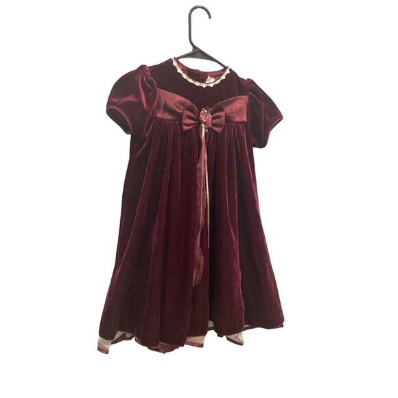 Vintage Chantilly Place Girls Dress Size 5 6 Cola Red Victorian Formal Christmas - Picture 6 of 13